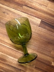 Vintage Green Glass Water Goblet