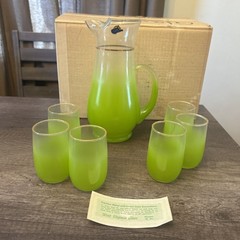 Vintage West Virgina Glass 7 Piece Juice Set With Original Box