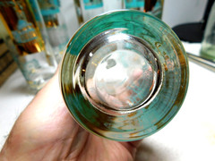 6 Vintage Libbey Southern Comfort Riverboat Highball Glass Tumblers/ Aqua+ Gold