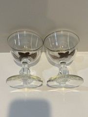 Pair of Vintage Libbey Gold Leaf / Gold Trim Champagne/Sherbet Glasses. MCM