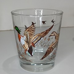Set of 3 Clear Glass Rocks Glasses Geese Mallard Duck Birds Hunting