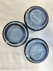 Set of (3) Small Vintage MCM Libbey Bolero Blue Wheat Juice Tumbler Glasses