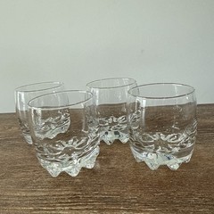 4 Vintage Bormioli Rocco Galassia Crystal Whiskey Glass Weighted Bottom Italy