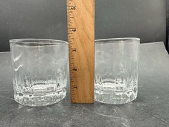 Vintage Pair Of Libbey Crisa Diamond cut Rocks Glasses