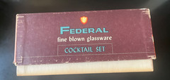 Vintage Federal Glass Sportsman Cocktail Set S-117 Game Birds 4 Glasses & Box MC