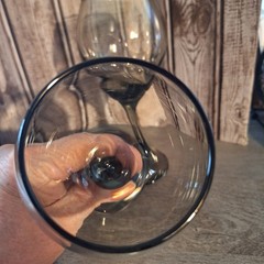 Retro Set of 2 Smokey Gray Stemmed Wine Glasses 1970’s Libbey Nova