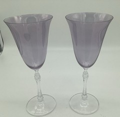 Vintage Lavender Wine/Water Goblets -Pair