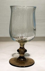 Libbey Amber Stem Clear Tulip Wine Glass Water Goblet MCM Vintage Replacement