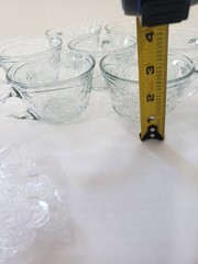 VTG 70s Anchor Hocking Savannah Clear Coffee Tea Punch Cups Floral Glass W Hooks