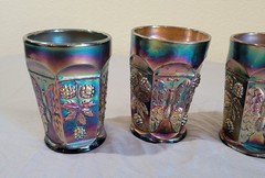4 Fenton Carnival glass tumblers