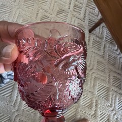 2 Fenton LG Wright MADONNA INN Wild Rose DARK PINK 6.5 Inch WATER Glass Goblet