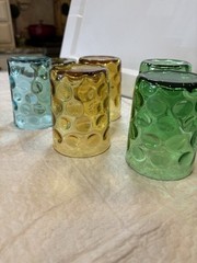 VTG Depression Glass Lot Of 6 Inverted Thumbprint Multicolored