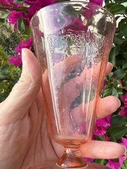 Deco Hocking Glass Pink Princess Footed Water Tumbler c.1931 @173