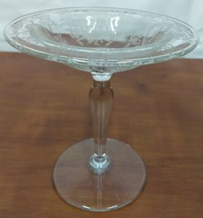 Glastonbury Lotus BRIDAL BOUQUET Etched Elegant Glass Clear Tall 6 1/4″ COMPOTE