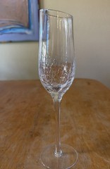 Pier 1 Angled Rim CRACKLE Champagne Flute Goblets Discontinued Excellent