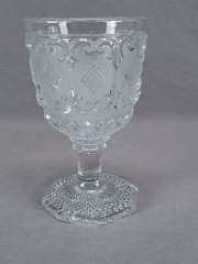 French Baccarat Pressed Flint Glass Diamond Sand Pattern Water Goblet Circa 1840
