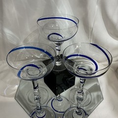 Pier 1 Cobalt Blue Swirl Swirline Margarita Glass – Set of 3