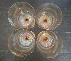 Vintage Fostoria Amber Glass 870 Optic Water Goblets Wine Glasses Set of 4
