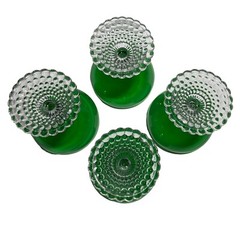 Vintage Anchor Hocking Set of 4 Goblet Champagne Sherbet Green Clear Bubble Foot
