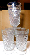 Indiana Glass~Whitehall Cubist Drinking Glass Clear 10-12 oz. Vintage 5Pc Set
