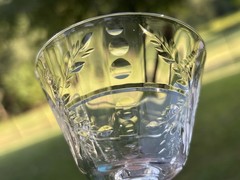 Rock Sharpe Clear Rembrandt Polished & Gray Cut Floral Dots Liquor Cocktail Stem