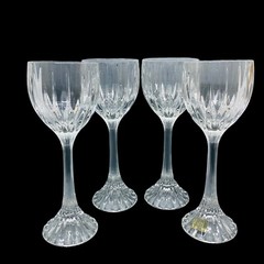 4 Mikasa Park Lane Crystal Hock Wine Glasses 8 1/4″ Ribbed Stem SN101 Retired
