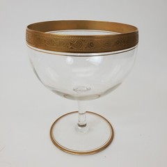 Set of 4 Italian Crystal w/Gold Encrusted Swag Rim Dessert Glasses 5.5″H X 4.5″W