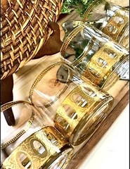 A Vtg Culver Set Of 4 Rocks Glasses Lowball DOF Gorgeous Gold Accents