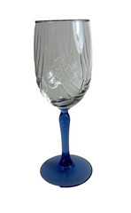 Vintage Replacement Lenox Cobalt Blue Stem Wine Glass Gold Rim Dual Swag