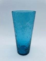 Vintage Mid Century Teal Blue Tumblers Drinking Glasses Set Of 2