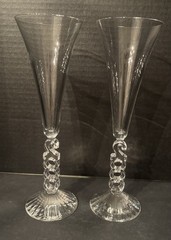 Cristal D’Arques France Crystal Millenium Champagne Flutes Year 2000 w/2 Napkins