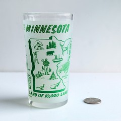 VTG 1950s Hazel-Atlas Glass Tumbler Green Minnesota approx. 5″ tall Great Cond