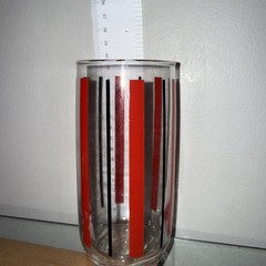Anchor Hocking Red/ Black Vertical lines Tumble glass Fair Condition