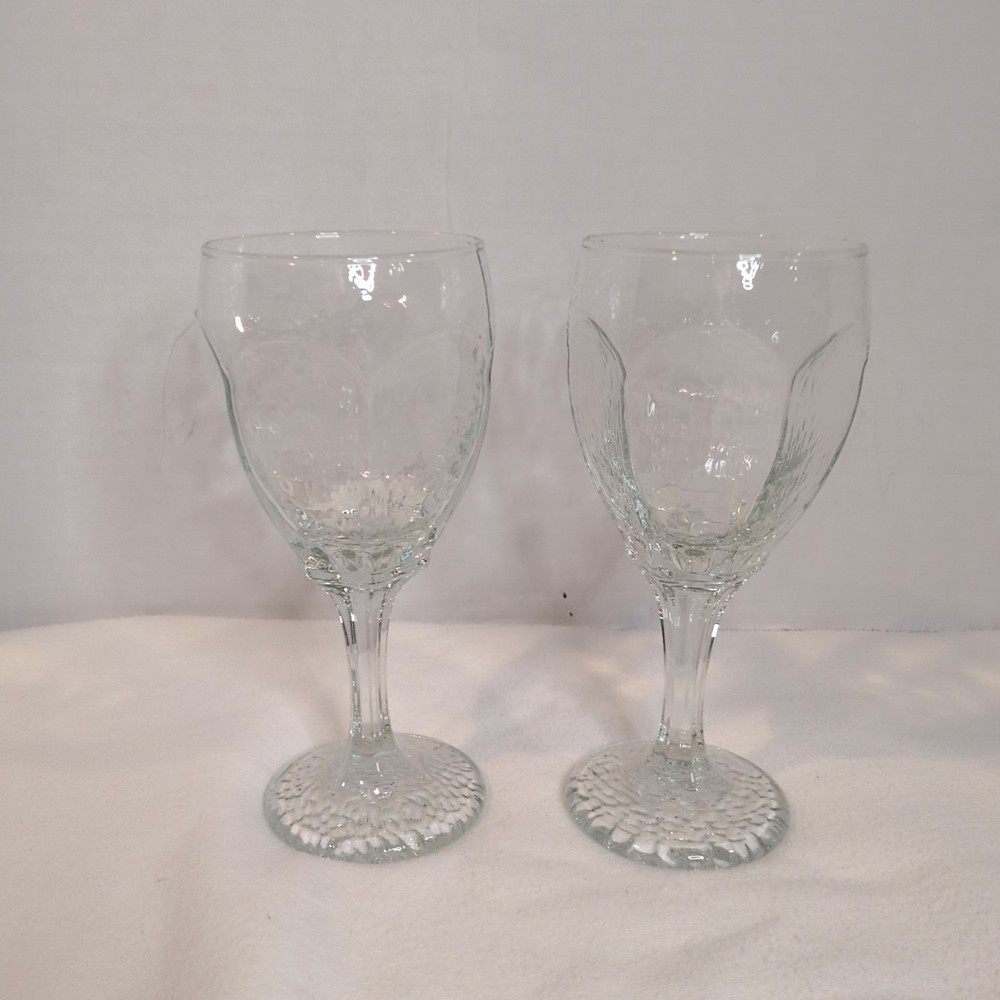 Vtg Set Of 2 Libbey Chivalry Clear Glass 7 1/2 Inch Water Goblets
