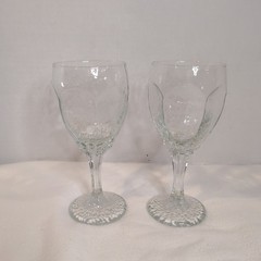 Vtg Set Of 2 Libbey Chivalry Clear Glass 7 1/2 Inch Water Goblets