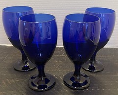 Vintage New Libbey Fun-Damentals Cobalt Dynasty Iced Tea Glasses Goblets Set 4