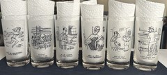 VINTAGE 1950s Richard Taylor Novelty Highball Drinking Glasses Set Of 6 HTF EUC
