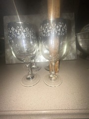 Silver Fade Goblets Wine or Water Beaded Textured Scrollwork Set of 4