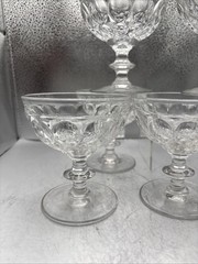 6 Vintage Pilgrim Jeanette Clear Glass Thumbprint Sherbet or Champagne