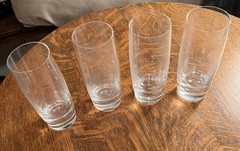 Set of 4 Clear Glass Highball Tumblers, Round Drinking Glasses