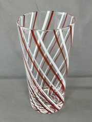Vintage Red & White Swirl Candy Striped 6″ Tall Drinking Tumbler Glass