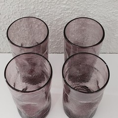 Pilgrim Pinched Crackle Glass Purple Tumblers Set Of 4