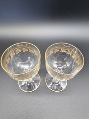 Antique French Style Gilded Crystal Champagne Coupe Glasses – Floral Garland