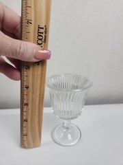 Vintage Art Deco Threading Ribbed Clear Glass Egg Cup, Wine Or Cordial Glass