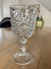 Hobstar Goblets – Vintage-Inspired Cut Glass, 12 oz Clear Pressed Crystal