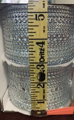 Cupcakes and Cashmere Glass Mugs 15 oz Iridescent Clear W/ Gold Trim Hobnail NEW