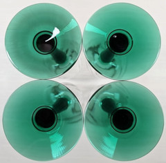 4 Libbey Crystal Green Gold Trim Water Goblet Set Clear Optic Drape Stemware Lot