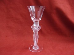 BAYEL,FRENCH LIQUOR CRYSTAL GLASSES,NUDE WOMAN,SET OF 5, 20th CENTURY.