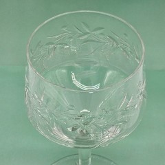 Set Of 4 Fine Crystal Wine Glasses Floral Etched 6 Oz. MCM Excellent Condition