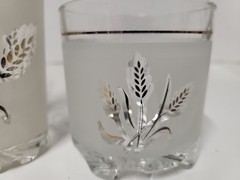 Vtg Devalbor Italy Gold Wheat Handblown Frosted Ice Bucket Highball & Rock Glass